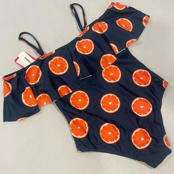 NEW! PatPat Med Swimsuit Oranges Citrus 1pc Convertible Straps Ruffle Womens NWT - Picture 16 of 16